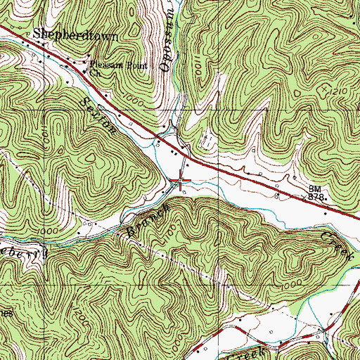 Topographic Map of Huckleberry Branch, KY