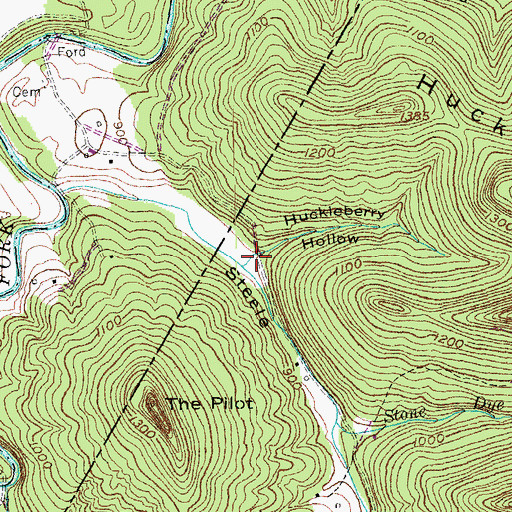 Topographic Map of Huckleberry Hollow, KY
