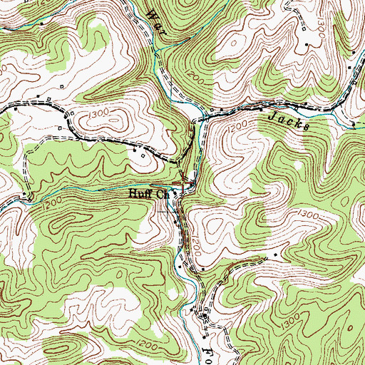 Topographic Map of Huff Church, KY