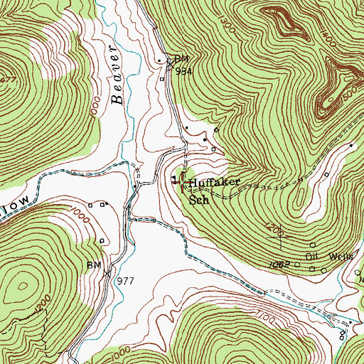 Topographic Map of Huffaker School, KY