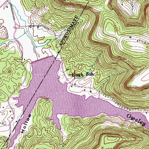 Topographic Map of Hugh School, KY
