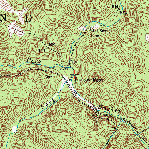 Topographic Map of Hughes Fork, KY
