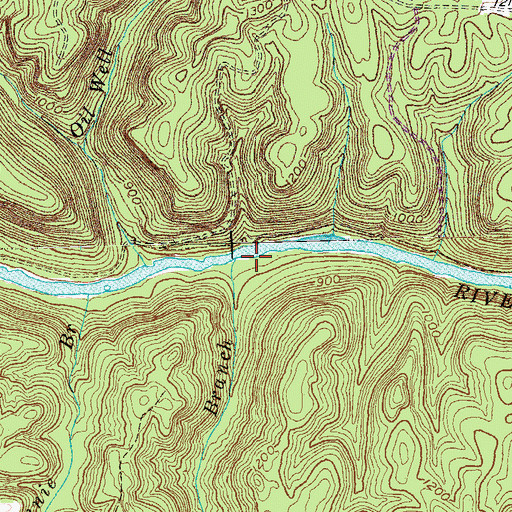 Topographic Map of Huling Branch, KY