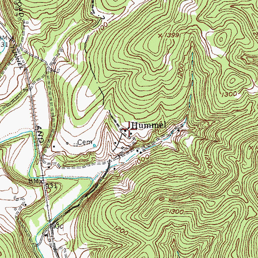 Topographic Map of Hummel, KY