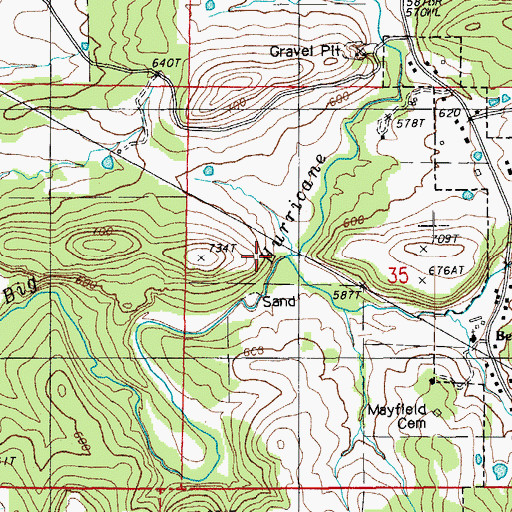 Topographic Map of Little Hurricane Creek, AR