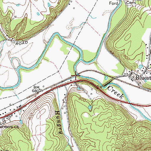Topographic Map of Hungry Branch, KY
