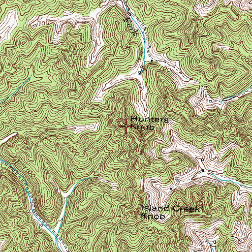 Topographic Map of Hunters Knob, KY