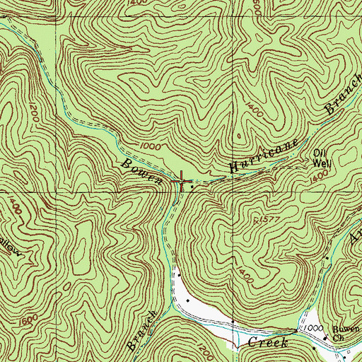 Topographic Map of Hurricane Branch, KY