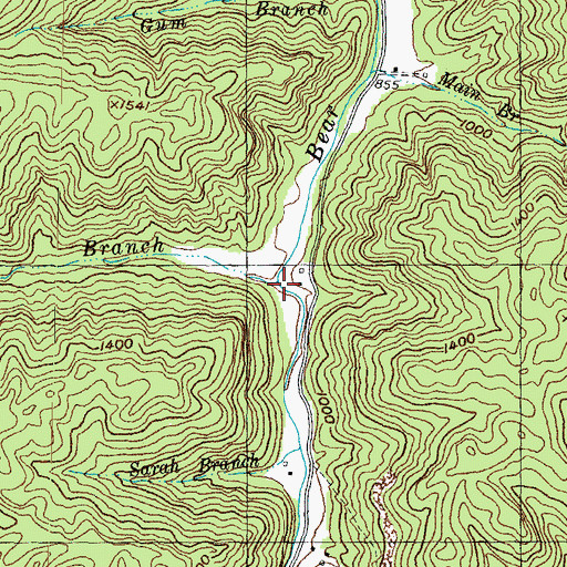 Topographic Map of Hurricane Branch, KY