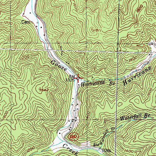 Topographic Map of Hurricane Branch, KY