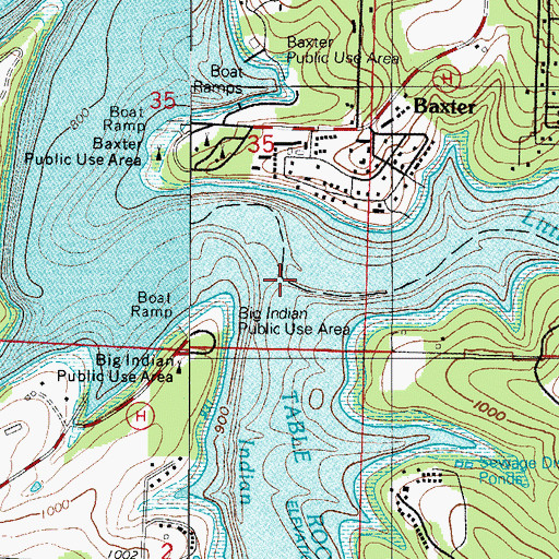 Topographic Map of Little Indian Creek, MO