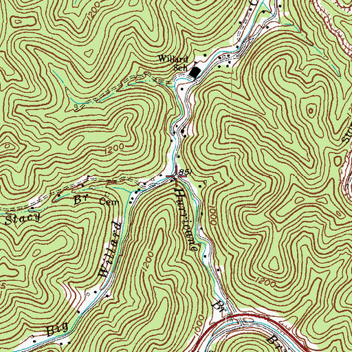 Topographic Map of Hurricane Branch, KY