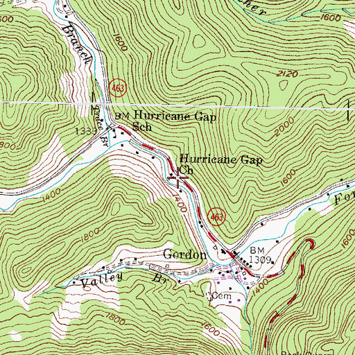 Topographic Map of Hurricane Gap Church, KY
