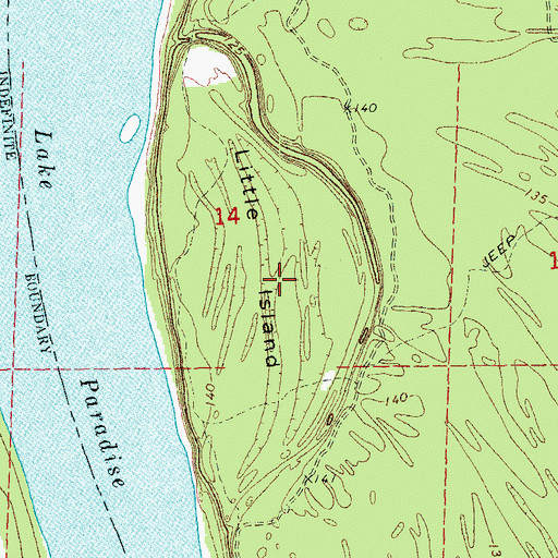 Topographic Map of Little Island, AR