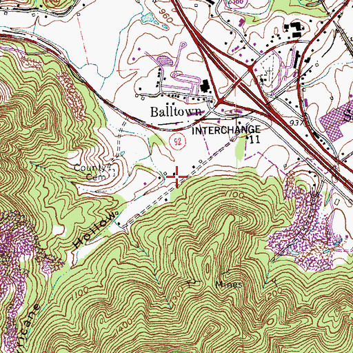 Topographic Map of Hurricane Hollow, KY