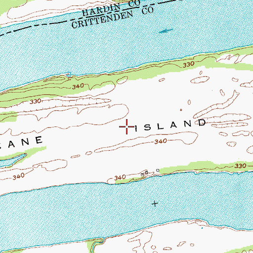 Topographic Map of Hurricane Island, KY