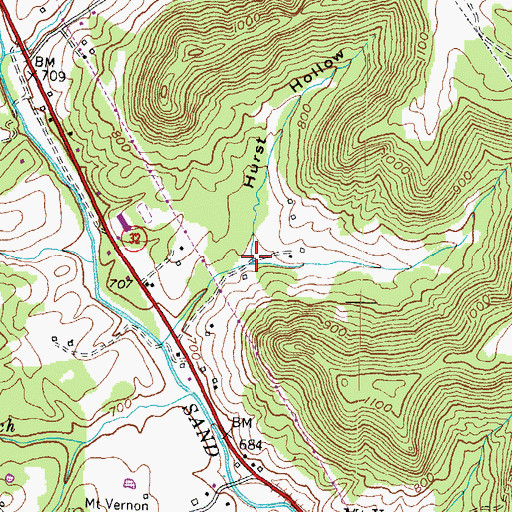 Topographic Map of Hurst Hollow, KY