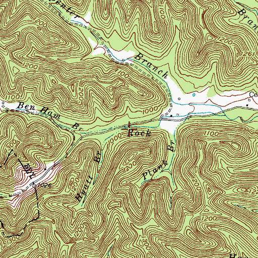 Topographic Map of Hyatt Branch, KY