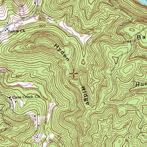 Topographic Map of Hyden Ridge, KY