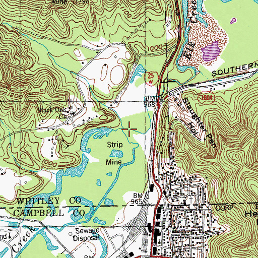 Topographic Map of Indian Creek, KY