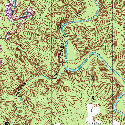 Topographic Map of Indian Creek, KY