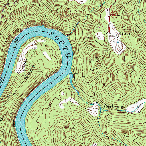Topographic Map of Indian Creek, KY