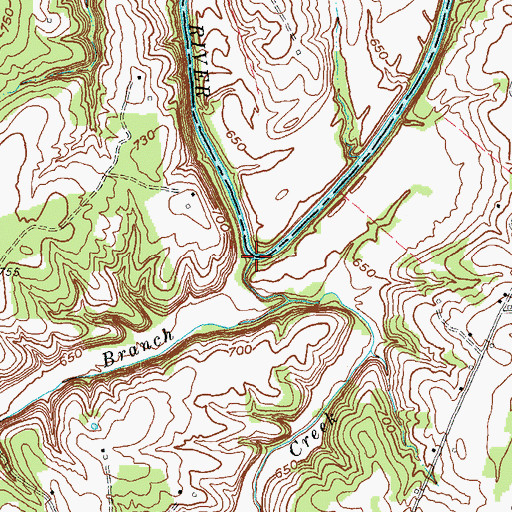 Topographic Map of Indian Creek, KY