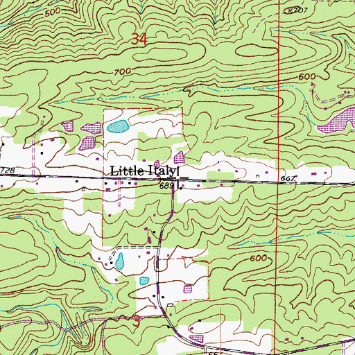 Topographic Map of Little Italy, AR