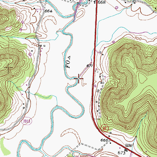 Topographic Map of Indian Creek, KY