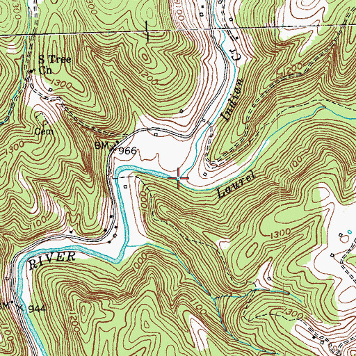Topographic Map of Indian Creek, KY