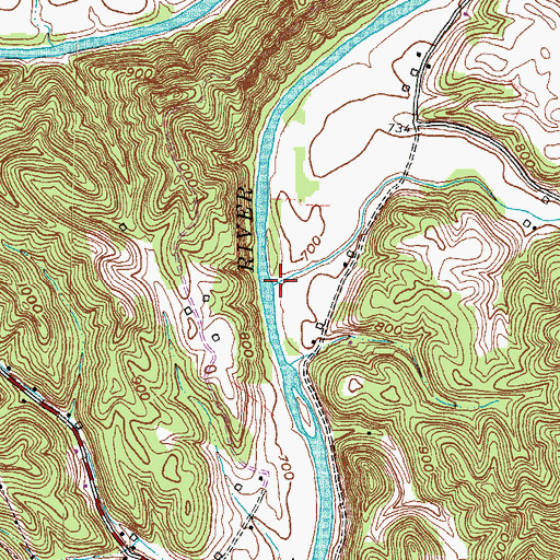 Topographic Map of Indian Creek, KY