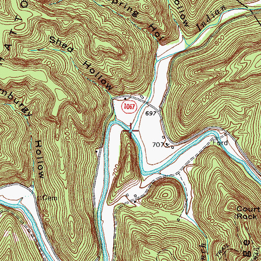 Topographic Map of Indian Creek, KY