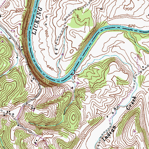 Topographic Map of Indian Creek, KY