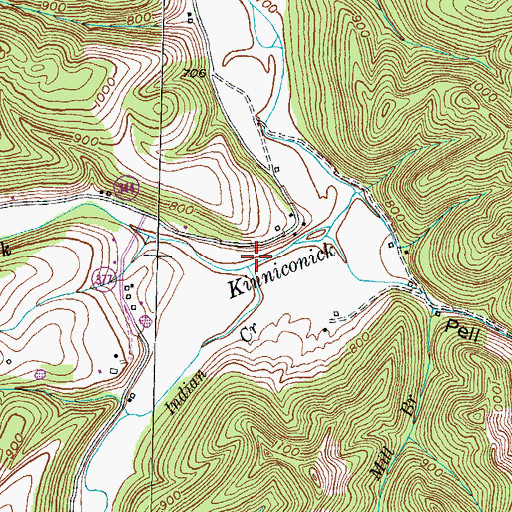 Topographic Map of Indian Creek, KY