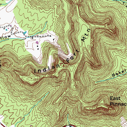 Topographic Map of Indian Fort Mountain, KY