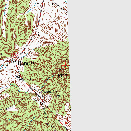 Topographic Map of Iron Mountain, KY
