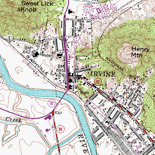 Topographic Map of Irvine, KY