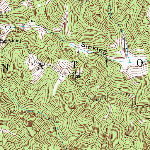 Topographic Map of Isaacs Cemetery, KY