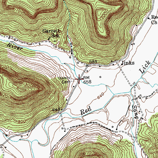 Topographic Map of Isaacs Cemetery, KY