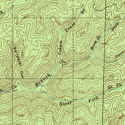 Topographic Map of Isham Trace Branch, KY