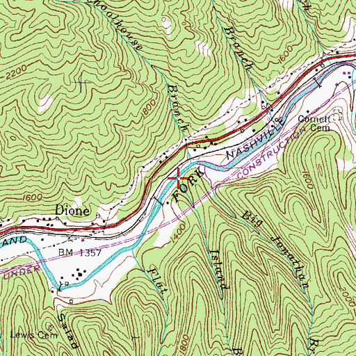 Topographic Map of Island Branch, KY
