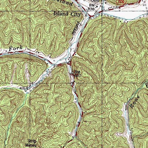 Topographic Map of Island City Church, KY