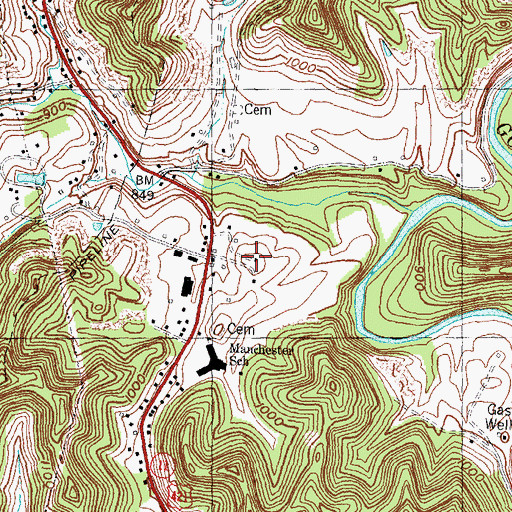 Topographic Map of Island Creek Cemetery, KY