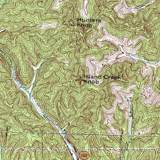 Topographic Map of Island Creek Knob, KY