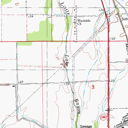 Topographic Map of Little Lake Bayou, AR