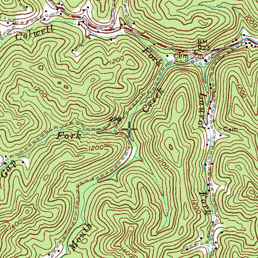 Topographic Map of Ivy Gap Fork, KY