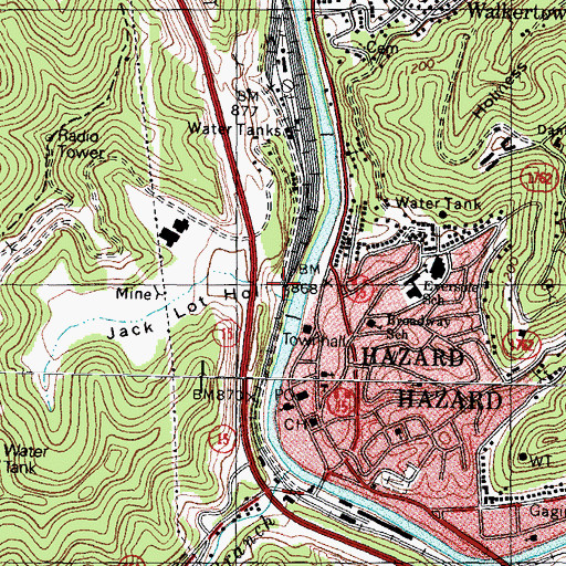 Topographic Map of Jack Lot Hollow, KY