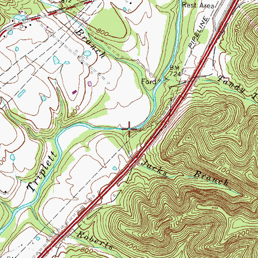 Topographic Map of Jacks Branch, KY