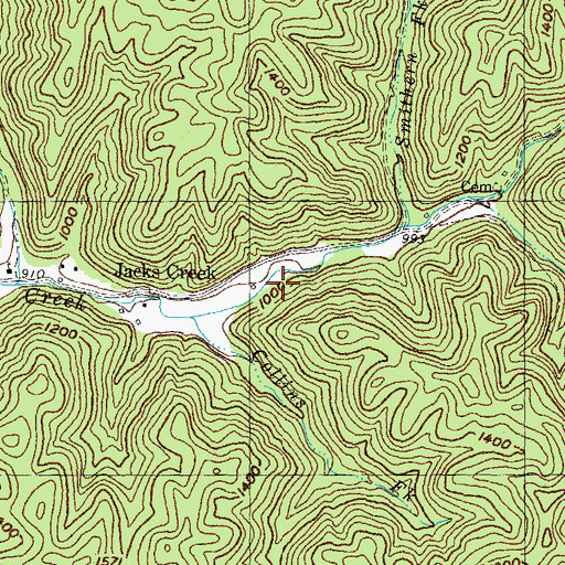 Topographic Map of Jacks Creek, KY
