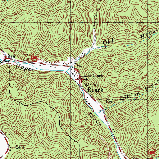 Topographic Map of Jackson Creek School, KY
